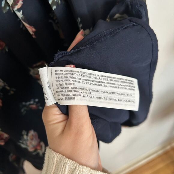 Abercrombie and Fitch Floral Lace Blue Mini Dress Size Large Tall - Picture 7 of 8